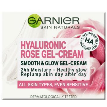 Gel-Crema pentru netezire si iluminare Skin Naturals Hyaluronic Rose, 50ml, Garnier Gel-Crema pentru netezire si iluminare Skin Naturals Hyaluronic Rose, 50ml, Garnier
