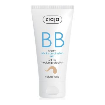 Crema BB cu SPF15 nuanta natural pentru ten gras si mixt, 50 ml, Ziaja