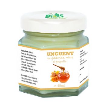 Unguent cu Galbenele, Miere si Propolis, 45 ml, Bios Mineral Plant