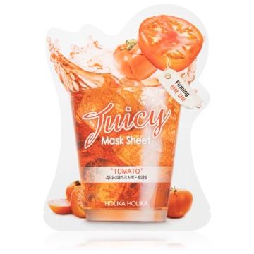 Holika Holika Juicy Mask Sheet Tomato mască textilă pentru contururile faciale, cu efect de fermitate