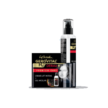 Set Dermatocosmetice Gerovital H3 Derma+ Premium Care: Cremă Lift Intens și Gel Micelar Cadou