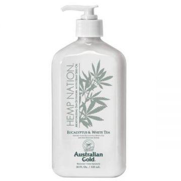 Crema hidratanta pentru prelungirea bronzului, Australian Gold, Hemp Nation, Eucalyptus&White Tea, 535ml