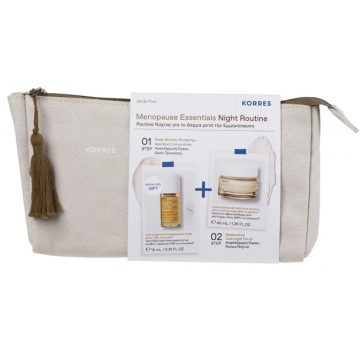 Pachet Crema de noapte 40ml + Ser concentrat 15ml + Pouch White Pine, Korres