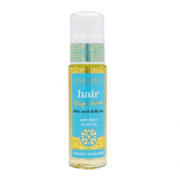 Ser pentru par uscat, delicat si dificil de coafat, Ingrid, Magic Serum, cu ulei de masline, 30 ml Ser pentru par uscat, delicat si dificil de coafat, Ingrid, Magic Serum, cu ulei de masline, 30 ml