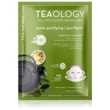 Teaology Face Mask Green Tea AHA masca de celule cu efect de curatare si reimprospatare pentru față și gât Teaology Face Mask Green Tea AHA masca de celule cu efect de curatare si reimprospatare pentru față și gât