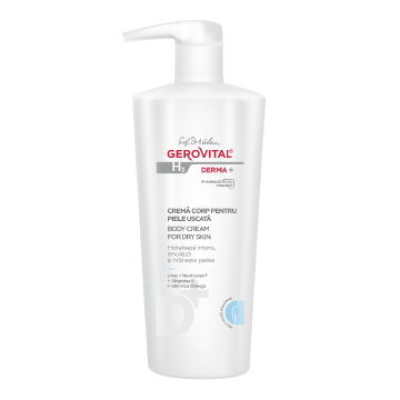 Crema corp pentru piele uscata H3 Derma+, 500 ml, Gerovital