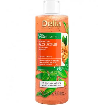 Scrub facial cu particule de nuca, 95% Ingrediente Naturale, Anti Sebum, Delia Cosmetics, 200 ml