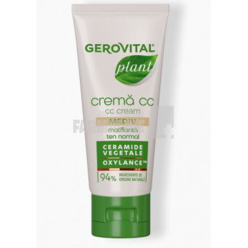 Gerovital Plant Crema CC matifianta cu ceramide vegetale/oxylance ten normal/mixt 30 ml
