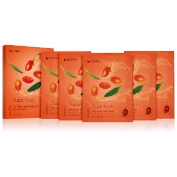 KORIKA SuperFruits Goji Berry - Set of 5 Anti-aging Face Sheet Masks set de măști de față la un preț mai avantajos cu efect de intinerire Goji berry