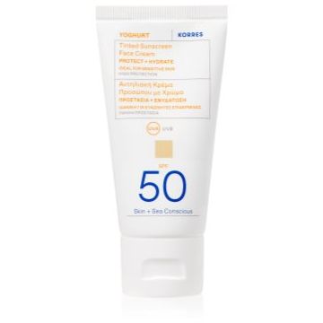 Korres Yoghurt Tinted Sunscreen cremă hidratantă nuanțatoare SPF 50