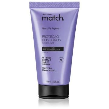 oBoticário Match. Blonde Care mască regeneratoare fără clătire pentru par blond