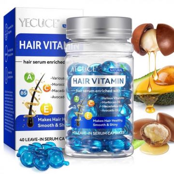 Capsule Premium pentru Par Deteriorat cu Vitamine, Ulei Marocan, Ulei Macadamia si Ulei de Avocado, 40 buc Capsule Premium pentru Par Deteriorat cu Vitamine, Ulei Marocan, Ulei Macadamia si Ulei de Avocado, 40 buc