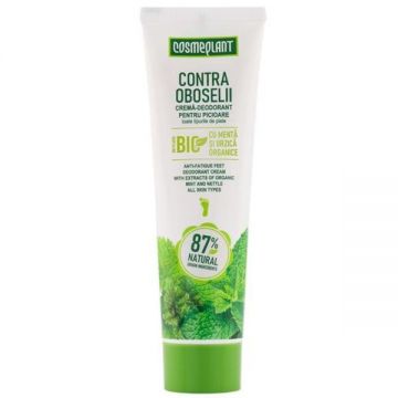 Crema pentru picioare contra oboselii cu extracte de menta si urzica organice, 100 ml
