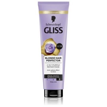 Schwarzkopf Gliss Blonde Hair Perfector masca de par regeneratoare pentru iluminarea părului sau pentru părul cu șuvițe