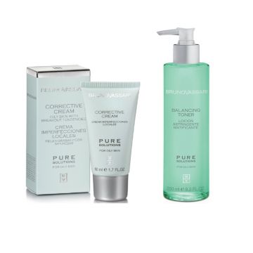 Set anti-imperfectiuni Bruno Vassari: Corrective Cream Pure Solution 50ml + Balancing Toner 250ml
