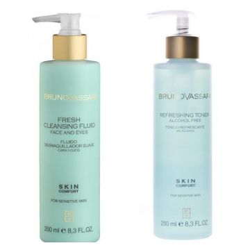 Set hidratare Bruno Vassari: Fresh Cleansing Fluid 250ml + Refreshing Toner 250ml