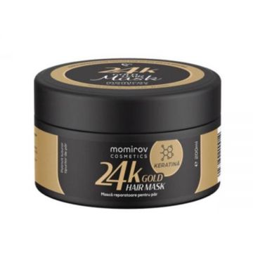 Masca reparatoare pentru par cu 24k Gold si Keratina, Momirov Cosmetics, 200 ml Masca reparatoare pentru par cu 24k Gold si Keratina, Momirov Cosmetics, 200 ml