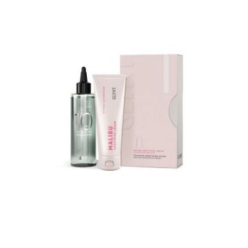 SET pentru par neted MALIBU SMOOTH Christmas 2024 GLYNT (Crema protectie termica 125ml, Apa tratament 200ml)