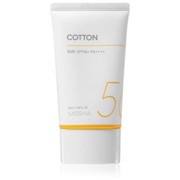 Missha All Around Safe Block Cotton Sun cremă cu protecție solară 50+ pentru piele sensibila si alergica