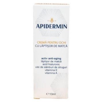 Crema pentru ochi anti-aging cu laptisor de matca, 10ml, Apidermin Crema pentru ochi anti-aging cu laptisor de matca, 10ml, Apidermin