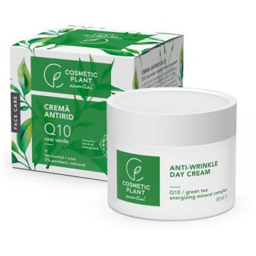 Crema Antirid de Zi Q10 + Ceai Verde Cosmetic Plant, 50ml