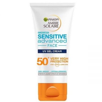 Crema faciala cu protectie solara, Garnier Ambre Solaire, Sensitive Advanced SPF50+, 50 ml