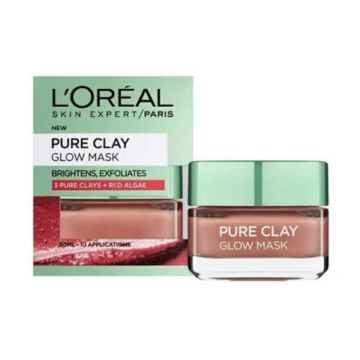 Masca de fata exfolianta pentru netezirea tenului, Loreal, Pure Clay Mask, Red Algae, 50 ml