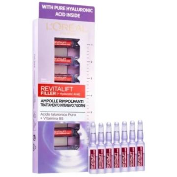 Set Fiole Antirid, Loreal, Revitalift Filler, Hyaluronic Acid, 7 Bucati