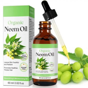 Ulei Organic de Neem, 100% Natural, Premium, Fara Hexan, pentru Piele, Scalp si Par, 60 ml