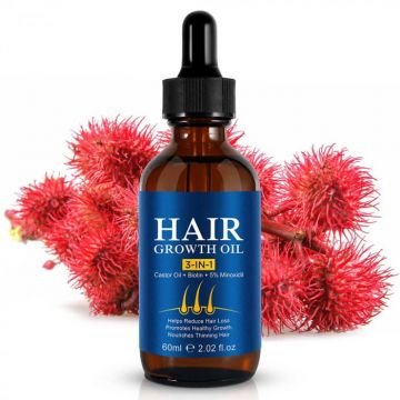 Ulei Premium 3 in 1 pentru Cresterea Parului cu Biotina si Ulei de Ricin, NOVA KISS  , 60 ml