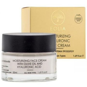 Crema Hidratanta de Fata cu Ulei de Masline si Acid Hialuronic - Eolia Cosmetics Moisturizing Face Cream with Olive Oil and Hyaluronic Acid, 50 ml Crema Hidratanta de Fata cu Ulei de Masline si Acid Hialuronic - Eolia Cosmetics Moisturizing Face Cream with Olive Oil and Hyaluronic Acid, 50 ml