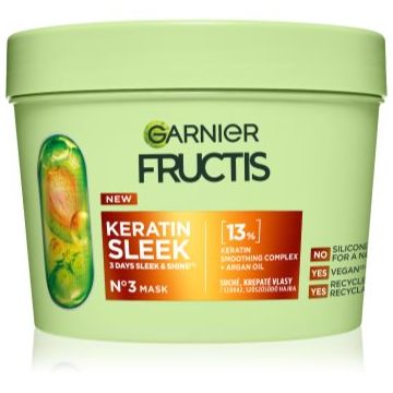 Garnier Fructis Keratin Sleek Masca de par pentru păr uscat și deteriorat