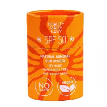 Stick Solid Protectie Solara Minerala SPF50 cu Aloe Vera, pentru Fata si Corp - Beauty Made Easy Natural Mineral Sunscreen Stick SPF50, 30 g Stick Solid Protectie Solara Minerala SPF50 cu Aloe Vera, pentru Fata si Corp - Beauty Made Easy Natural Mineral Sunscreen Stick SPF50, 30 g