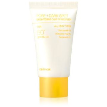 celimax Pore+Dark Spot Brightening Care Suncream cremă iluminatoare cu protecție solară SPF 50+