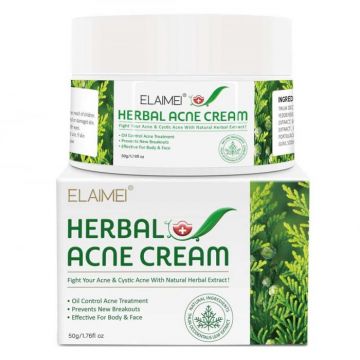 Crema Tratament Anti-Acnee cu Extracte Vegetale pentru Ten Sensibil, Elaimei, 50 g