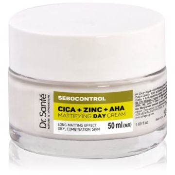 Dr. Santé Sebocontrol Cica + Zinc + AHA crema de zi matifianta pentru ten gras