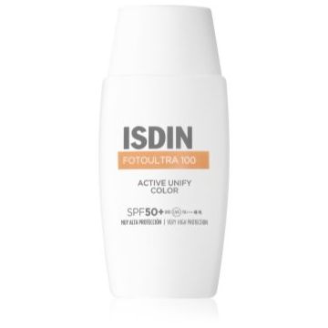 ISDIN FotoUltra 100 Active Unify Color Depigmentant SPF50+ fluid protector tonifiant pentru față