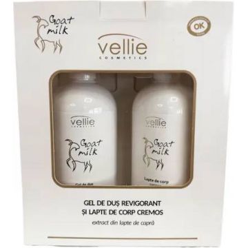 Set pentru ingrijirea corpului Gel de dus 500ml + Lapte de corp 500ml, Vellie Goat