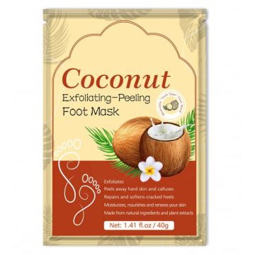 sosete Exfoliante cu Cocos pentru Picioare, Reparare Profunda si Calcaie Fine