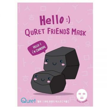 Masca de Fata Purifianta cu Carbune Activ - Quret Hello :) Friends Mask - Charcoal, 25 g