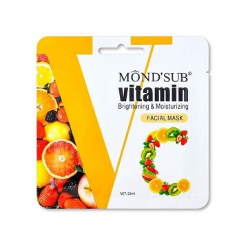 Mască facială cu vitamina C, iluminare și hidratare, 25 ml, 24 bucăți