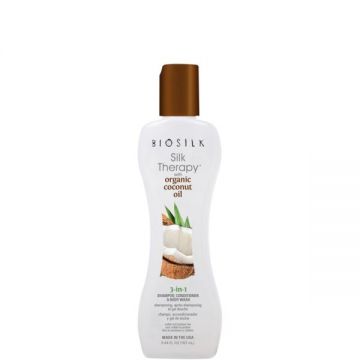 Sampon, Balsam si Gel de Dus 3 in 1 - Biosilk Farouk Silk Therapy with Coconut Oil 3 in 1 Shampoo, Conditioner & Body Wash, 167ml