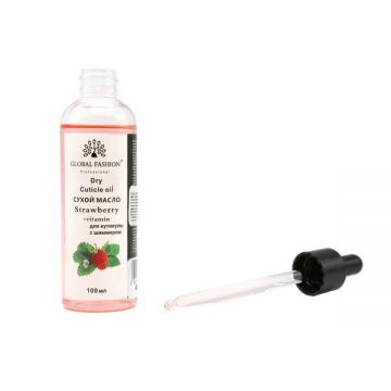 Ulei de cuticule cu pipetă, aromă de căpșună, Global Fashion, 100 ml