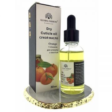 Ulei de cuticule cu pipetă, aromă de portocală, Global Fashion, 30 ml