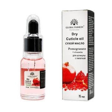 Ulei de cuticule cu pipetă cu aromă de rodie, Global Fashion, 15 ml