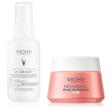 Vichy Neovadiol Rose Platinium Morning Routine set cadou pentru fortificarea barierei cutanate