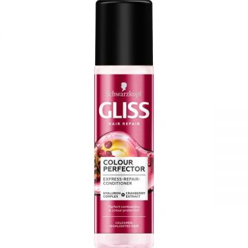 Balsam Spray Reparator pentru Par Vopsit, Nuantat sau cu Suvite - Schwarzkopf Gliss Hair Repair Colour Perfector Express-Repair-Conditioner, 200 ml