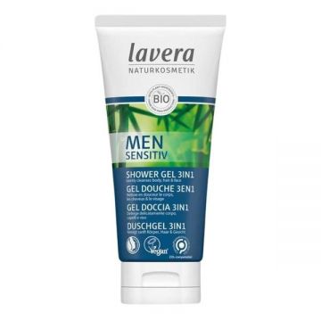 Gel de Curatare 3 in 1 Par, Fata si Corp pentru Barbati Lavera, 200 ml