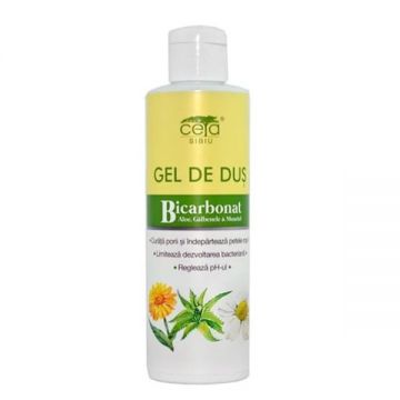 Gel de Dus cu Bicarbonat, Aloe, Galbenele si Musetel - Ceta Sibiu, flacon 200 ml