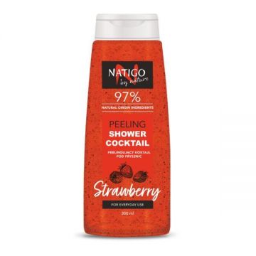 Gel de dus exfoliant Natigo By Nature cu extract de capsuni - 97% natural ingredients, 300ml